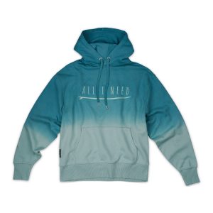One Wave Hoodie - The Ocean Petrol Aloe, lässig geschnittener Hoodie mit Farbverlauf. Aus 100% Bio-Baumwolle hergestellt.