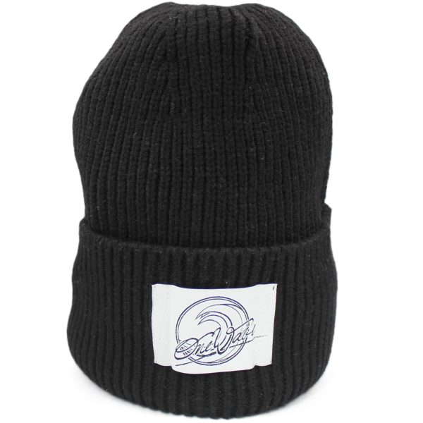 One Wave Beanie - Big Beach Midnight Black, Oversized Cuffed Beanie aus 50% recycelten Polyester.