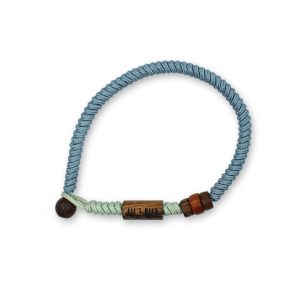 One Wave Armband Rope - Cold Hawaii Mint Light Grey. Handgeknotetes Armband zweifarbig mit Holzperlen. Jedes armband ist ein Unikat.