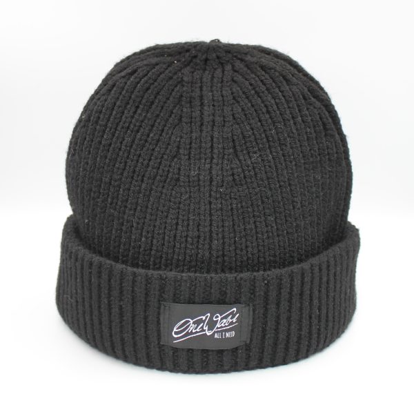 One Wave Beanie - Harbour Beach Midnight Black, Fischerman Beanie aus 50% recycelten Polyester.