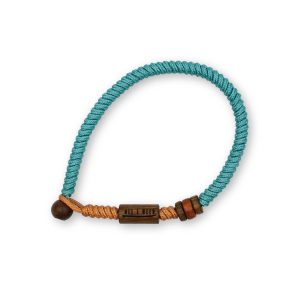 One Wave Armband Rope - Cold Hawaii Orange Citadel Blue. Handgeknotetes Armband zweifarbig mit Holzperlen. Jedes armband ist ein Unikat.