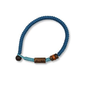 One Wave Armband Rope - Cold Hawaii Skyblue Azur. Handgeknotetes Armband zweifarbig mit Holzperlen. Jedes armband ist ein Unikat.