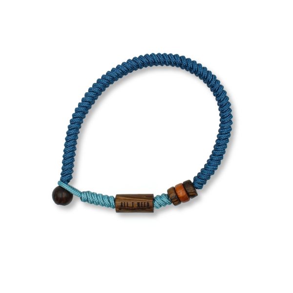One Wave Armband Rope - Cold Hawaii Skyblue Azur. Handgeknotetes Armband zweifarbig mit Holzperlen. Jedes armband ist ein Unikat.