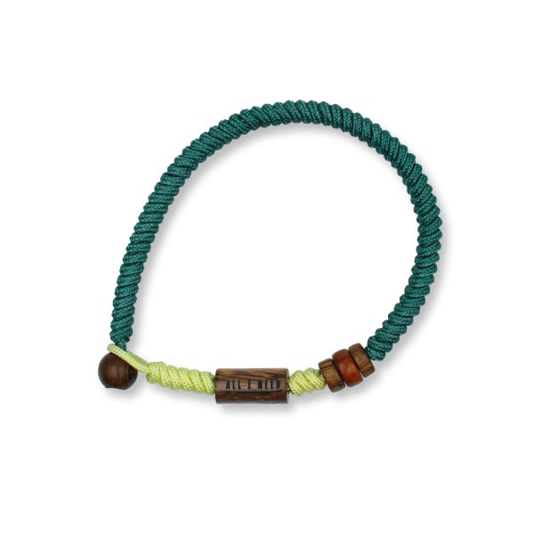 One Wave Armband Rope - Cold Hawaii Yellow Petrol. Handgeknotetes Armband zweifarbig mit Holzperlen. Jedes armband ist ein Unikat.