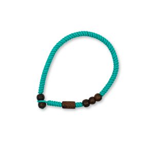 One Wave Armband Rope - Jellyfish Aqua. Handgeknotetes Armband mit Holzperlen in knalligen Farben. Jedes Armband ist ein Unikat.