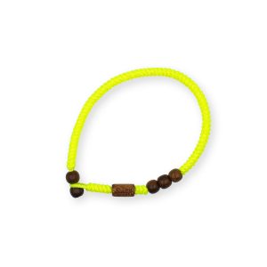 One Wave Armband Rope - Jellyfish Neon Yellow. Handgeknotetes Armband mit Holzperlen in knalligen Farben. Jedes Armband ist ein Unikat.