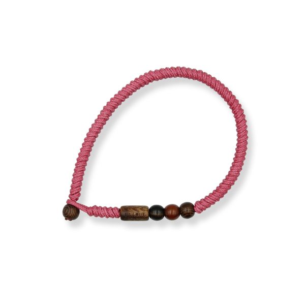 One Wave Armband Rope - Cloud Nine Raspberry. Handgefertigte Armbänder mit Holzperlen. Jedes Armband ist ein Unikat.