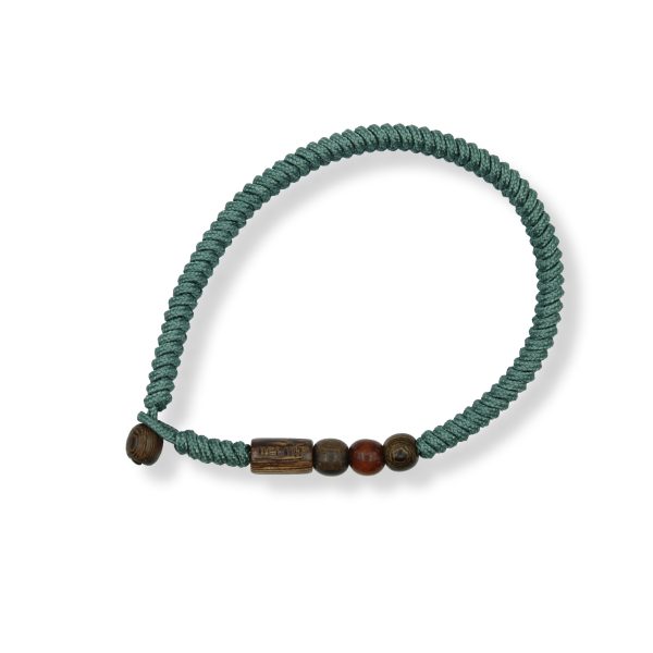 One Wave Armband Rope - Cloud Nine Petrol. Handgefertigte Armbänder mit Holzperlen. Jedes Armband ist ein Unikat.