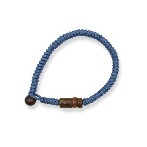One Wave Armband Rope - Pipeline Azur. Handgeknotetes Armband mit Holzperlen. Jedes Armband ist ein Unikat.