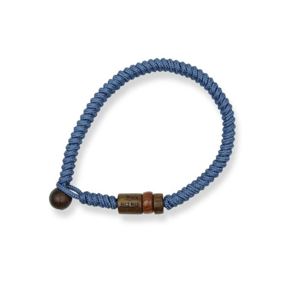 One Wave Armband Rope - Pipeline Azur. Handgeknotetes Armband mit Holzperlen. Jedes Armband ist ein Unikat.