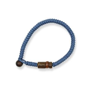One Wave Armband Rope - Pipeline Azur. Handgeknotetes Armband mit Holzperlen. Jedes Armband ist ein Unikat.