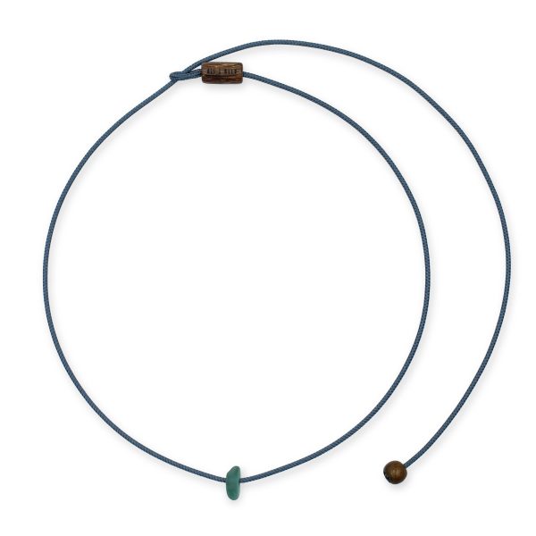 One Wave Halskette Sea Glass Blue. Handgefertigte Halskette mit natürlichen Strandglas