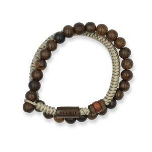 One Wave Armband Rope - Supertubes Deluxe Sand Storm, von Hand geknotete Armbänder aus Hamburger Seilen. Seil mit Holzperlen im Surfer Style.