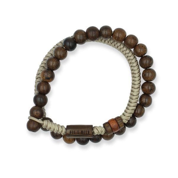 One Wave Armband Rope - Supertubes Deluxe Sand Storm, von Hand geknotete Armbänder aus Hamburger Seilen. Seil mit Holzperlen im Surfer Style.